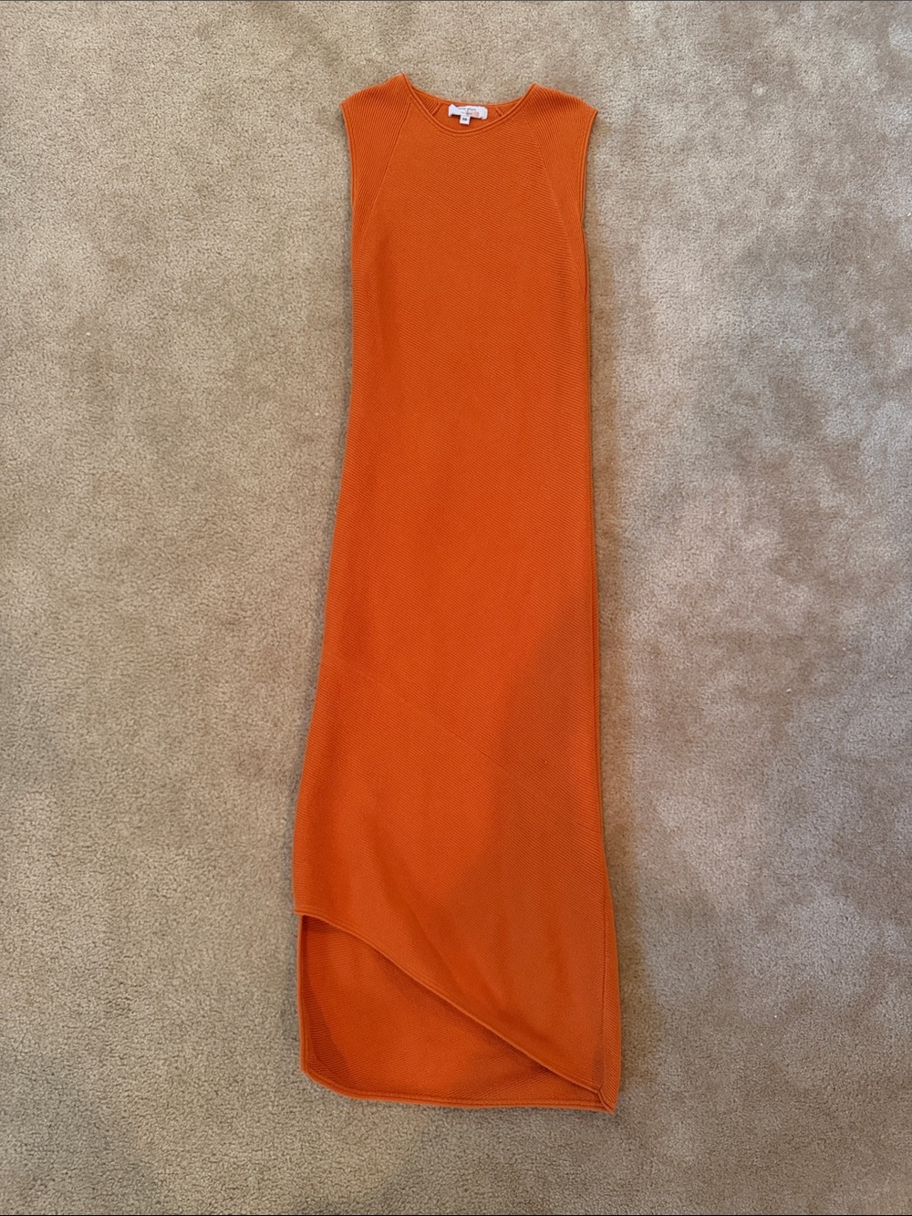 Victor Alfaro Vibrant Orange Maxi Dress with Asymmetric Hem